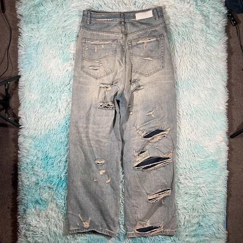 Light Blue Distressed Baggy Jeans Mijko - Medium
