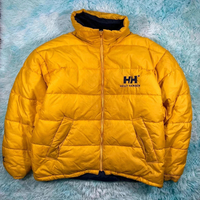 Vintage 90s Yellow & Navy Reversible Helly Hansen Puffer Jacket - Large