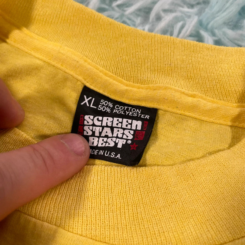 Vintage 90s Yellow Delta Fraternity Graphic T Shirt - XL