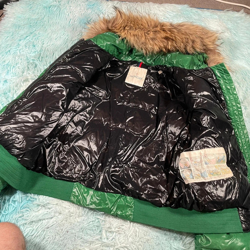 Vintage Green Moncler Puffer Jacket Alpes Fur Hood - Womens Large