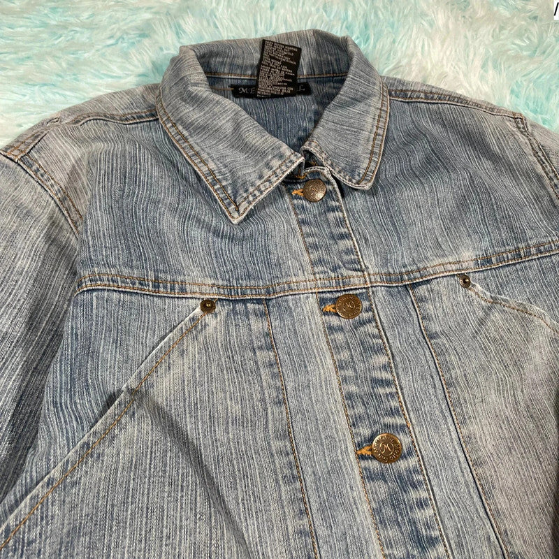 Vintage Y2K Denim Jacket Metro Girl - Medium