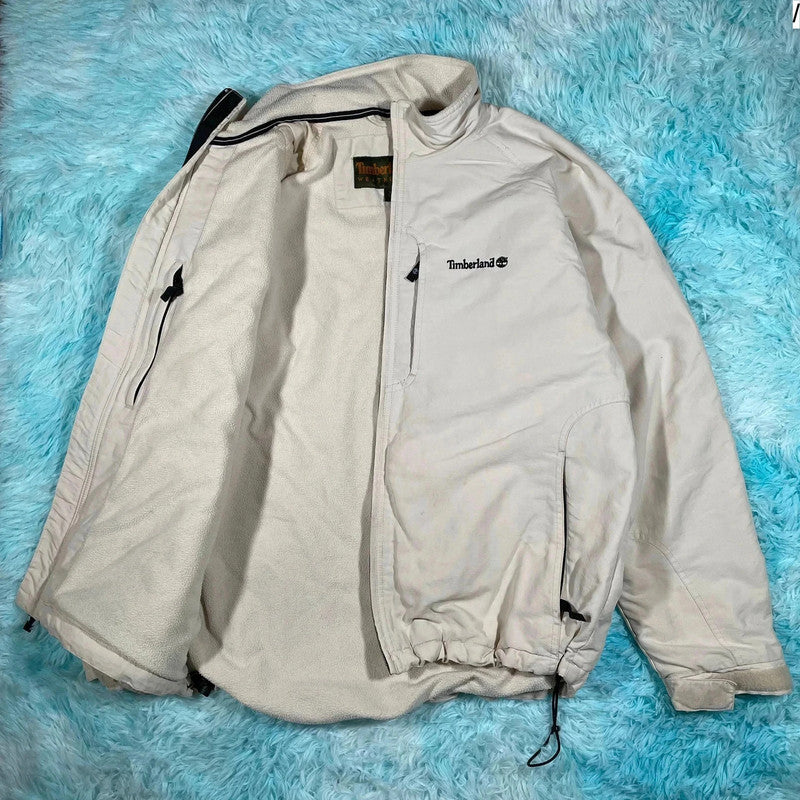 Vintage Cream Timberland Fleeced Windbreaker Jacket - Medium