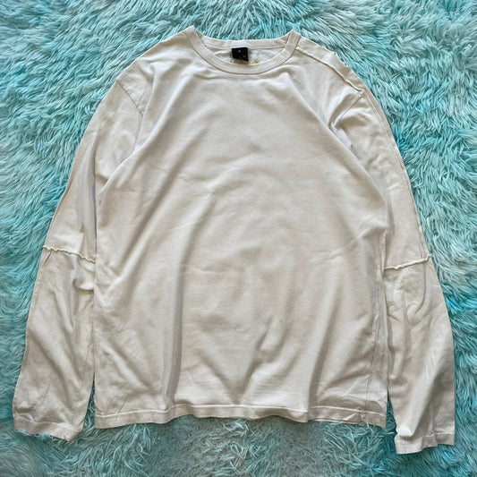Vintage 00s White Diesel Long Sleeve T Shirt - XL