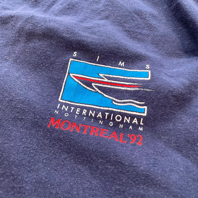 Vintage 90s Navy Montreal Tech Graphic T Shirt - XL