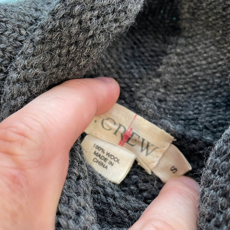 Vintage 90s Grey J Crew Wool Knitted Jumper - Small