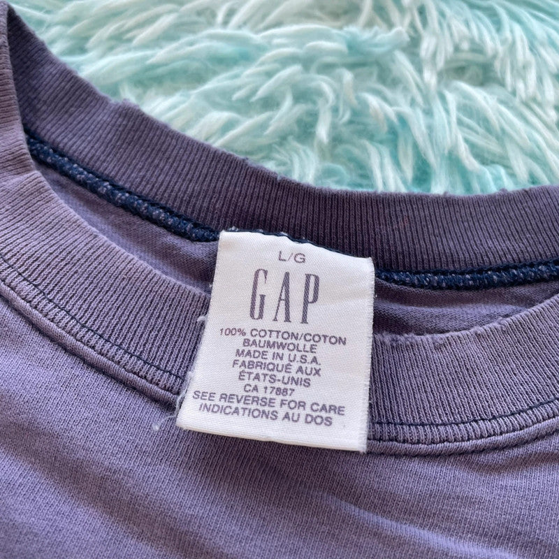 Vintage 90s Navy Gap Blank T Shirt Single Stitch - Large