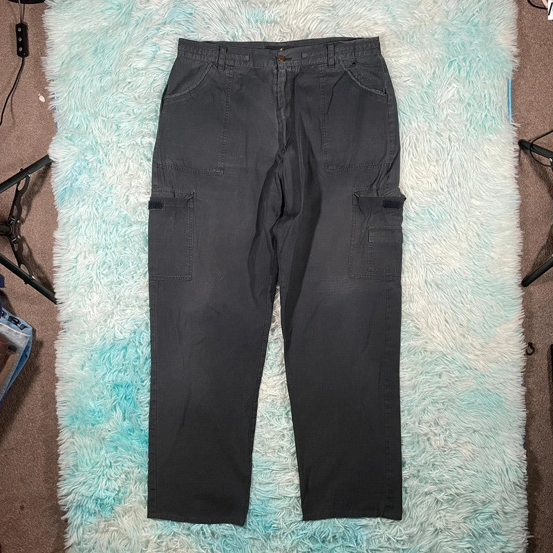 Vintage Black Ripstop Polo Club Cargo Trousers - 34W