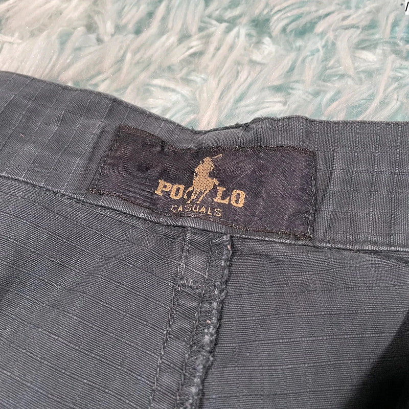 Vintage Black Ripstop Polo Club Cargo Trousers - 34W