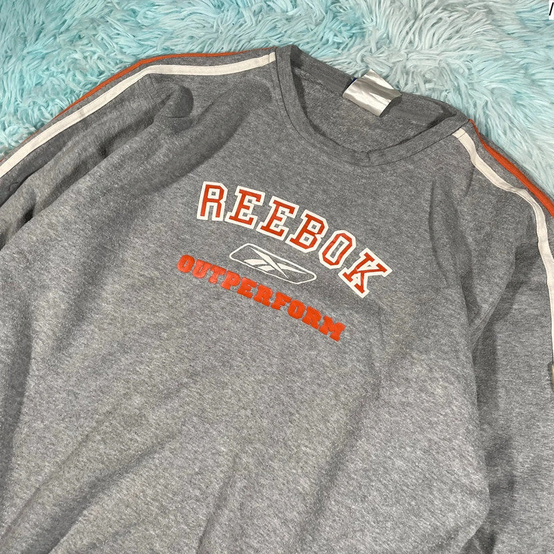 Vintage 90s Grey Reebok Sweatshirt Spellout - Large