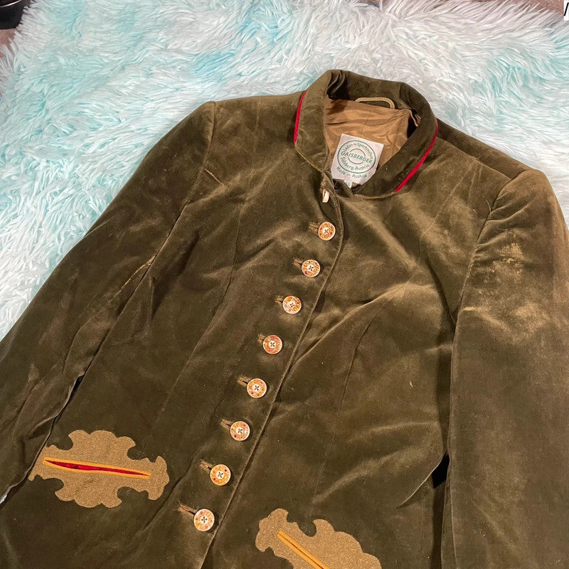 Vintage Khaki Gaisberger Austrian Suede Jacket - Small