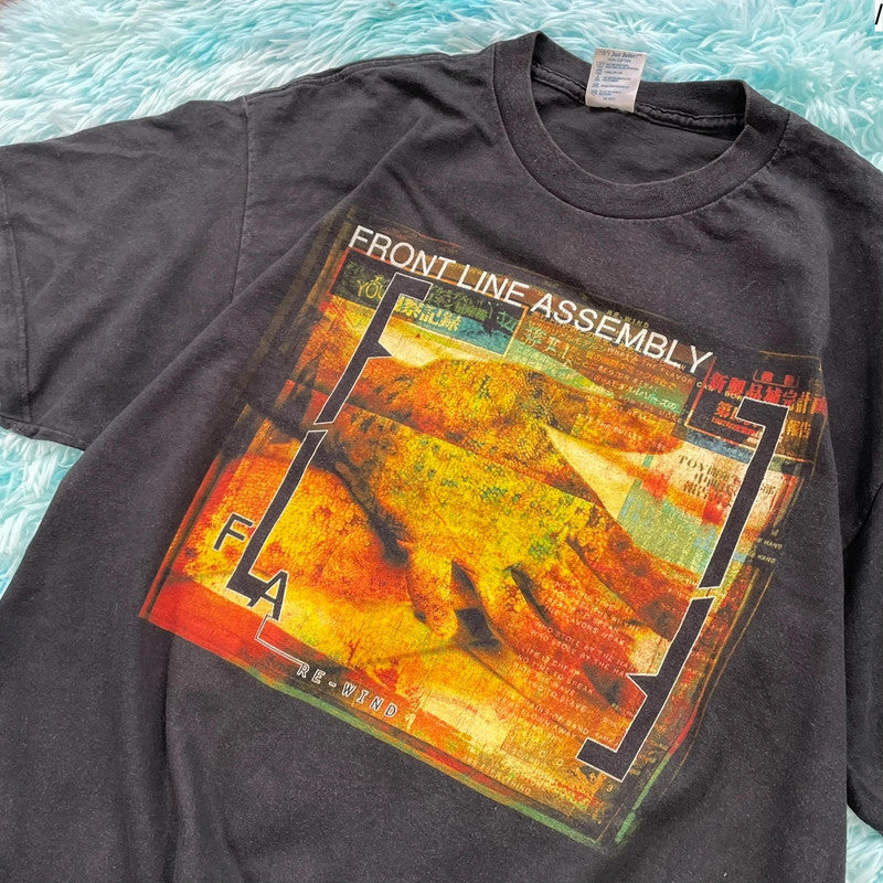 Vintage 90s Black Front Line Assembly Band T Shirt - XL