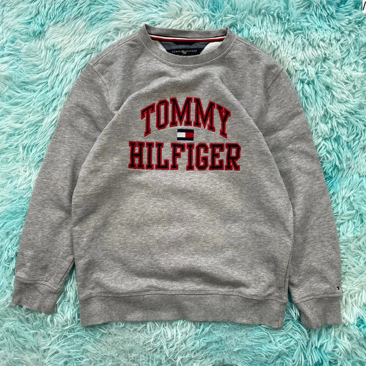 Grey Tommy Hilfiger Sweatshirt Spellout - Large