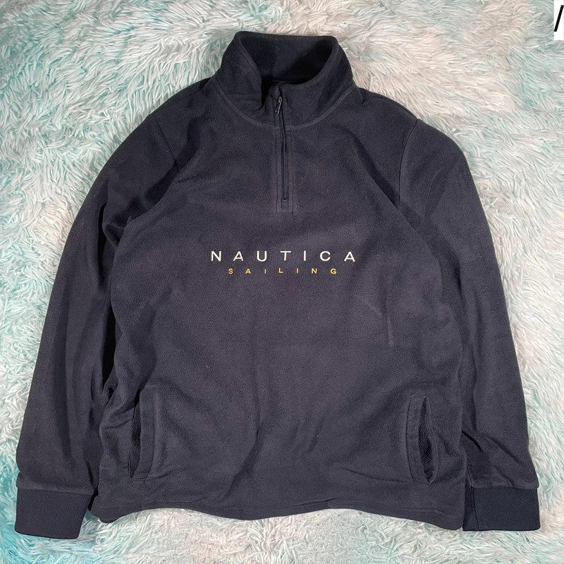 Navy Nautica Sailing 1/4 Zip Fleece Jumper - Large