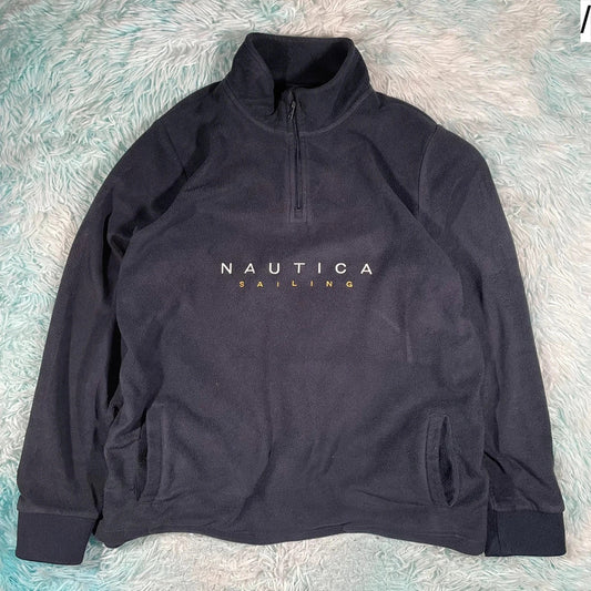 Navy Nautica Sailing 1/4 Zip Fleece Jumper - Large