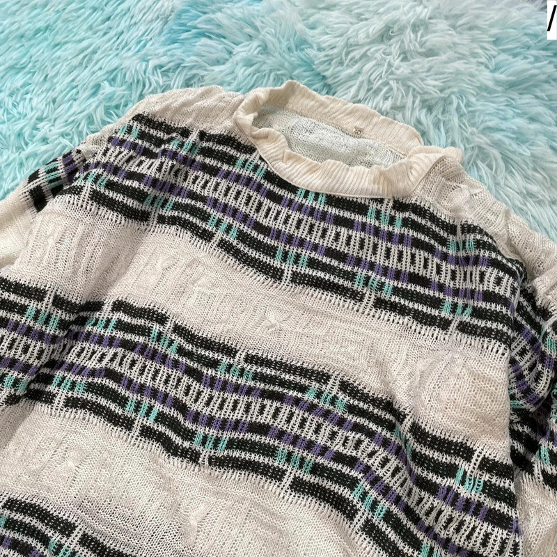 Vintage 90s Funky Patterned Knitted Jumper - Large