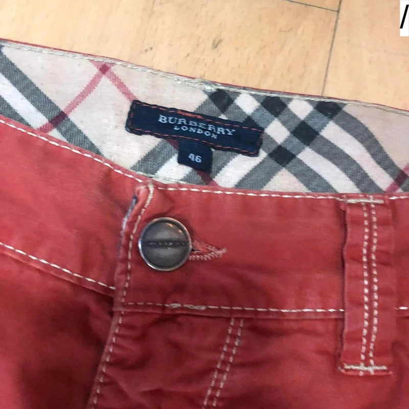 Vintage 00s Red Burberry Trousers Contrast Stitching - Size 18 EU 46