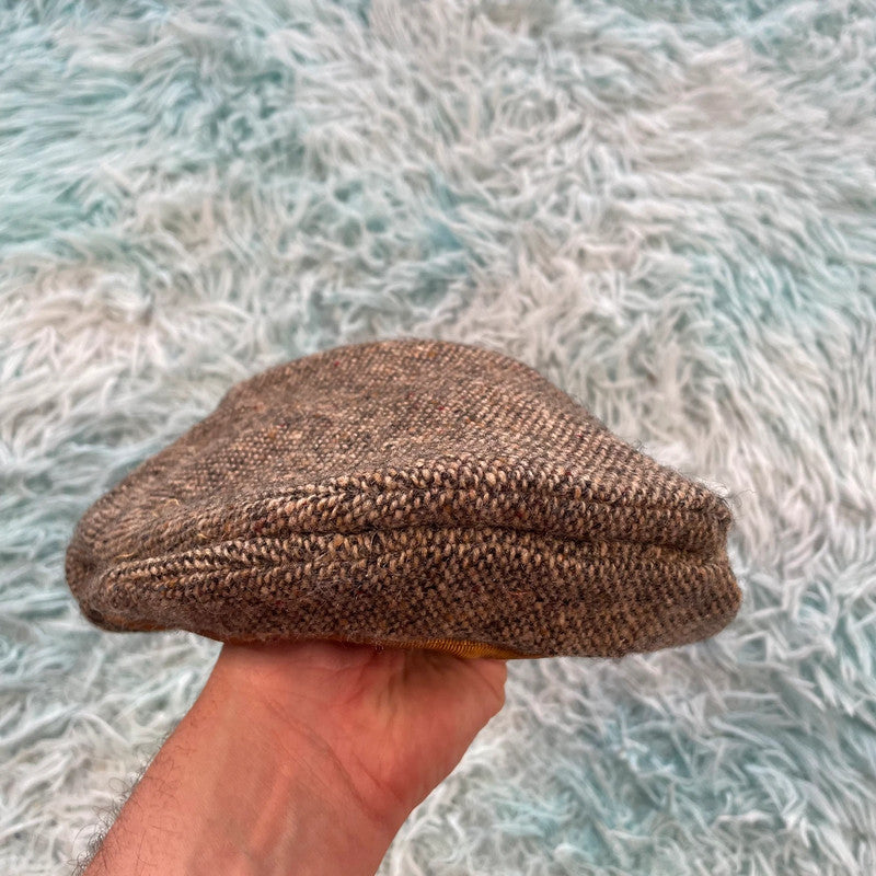 Vintage 90s Brown Donegal Tweed Flatcap Hat - M