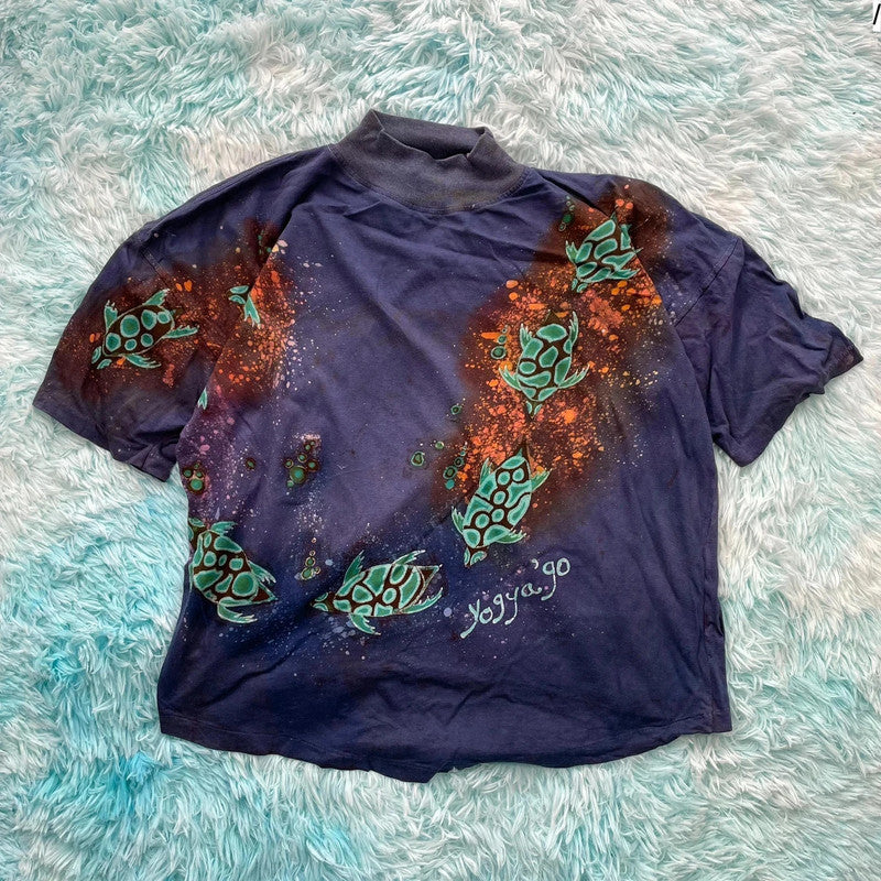 Vintage 80s Funky Turtle Graphic T Shirt - Small