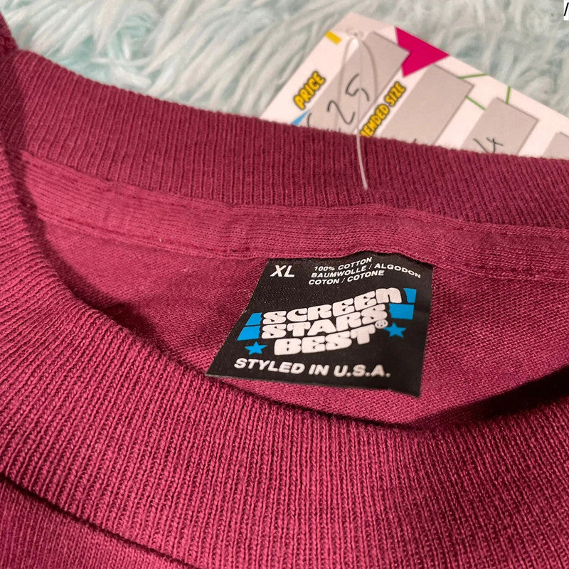 Vintage 90s Burgundy 1492 Movie Promo T Shirt Long Sleeve - XL