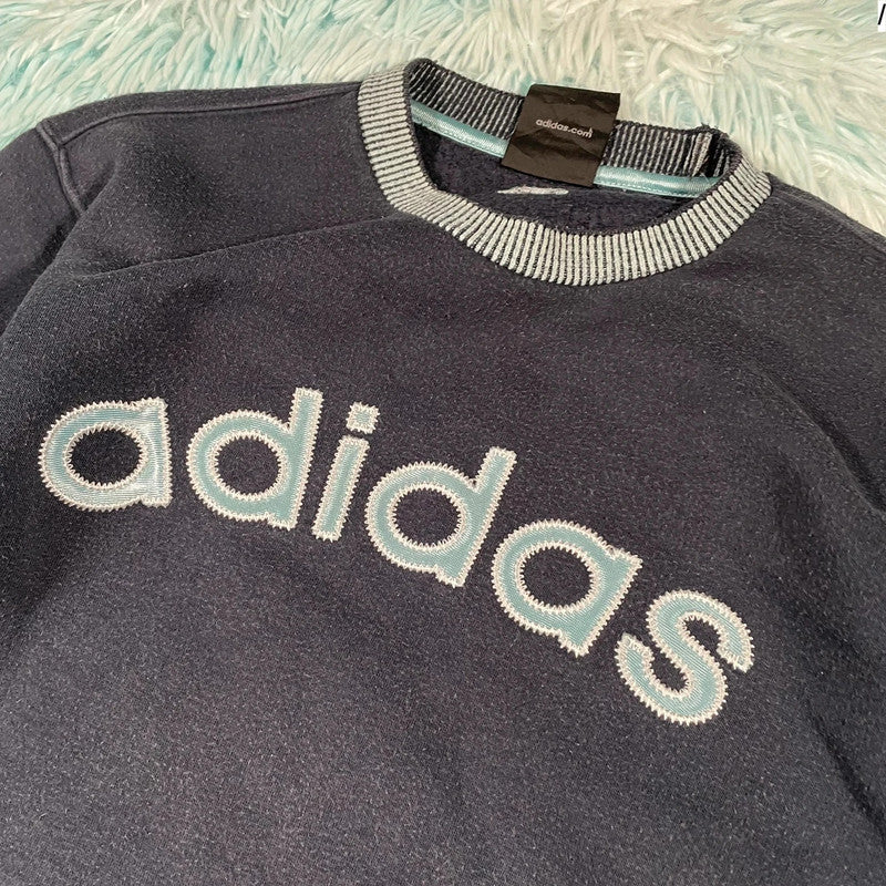 Vintage 90s Navy Adidas Sweatshirt - Small