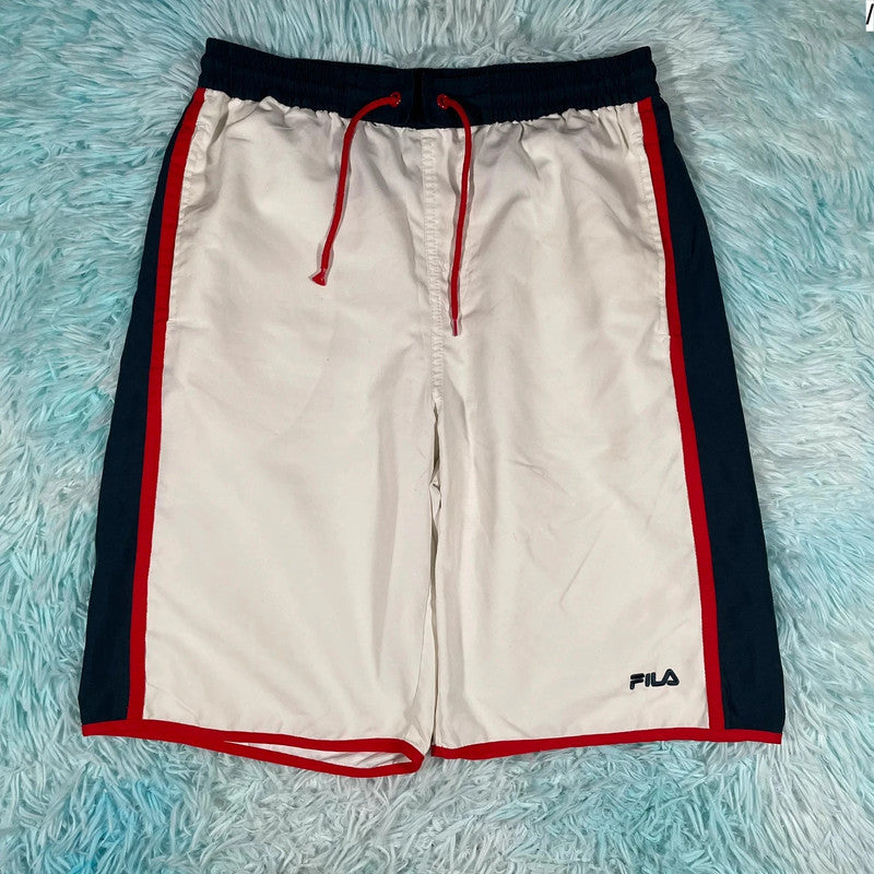 Vintage White & Navy Fila Running Shorts - Medium