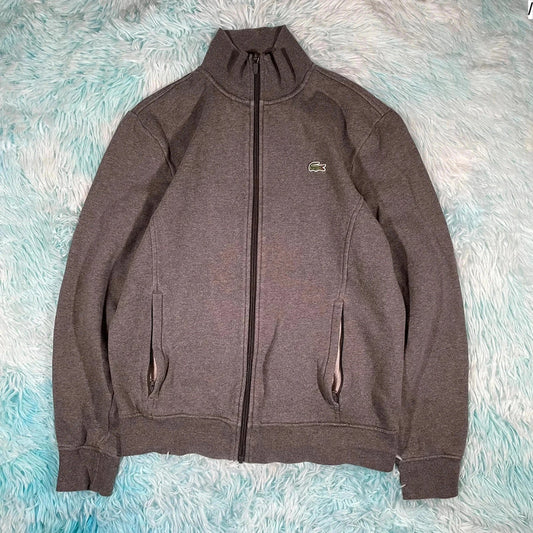 Grey Lacoste Full Zip Sweatshirt - Medium