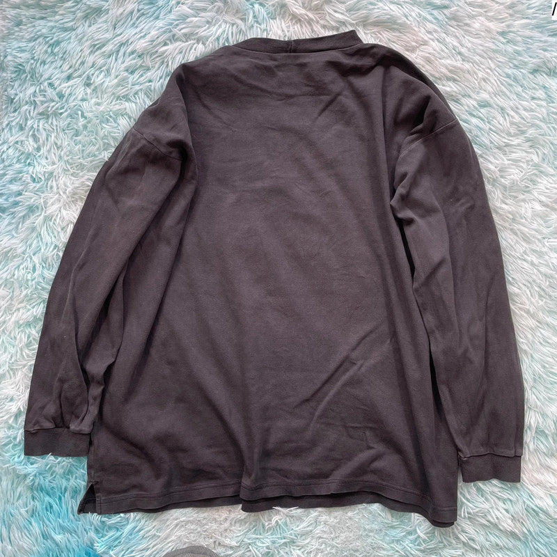 Vintage 00s Dark Grey Reebok Mock Neck Sweatshirt - XXL