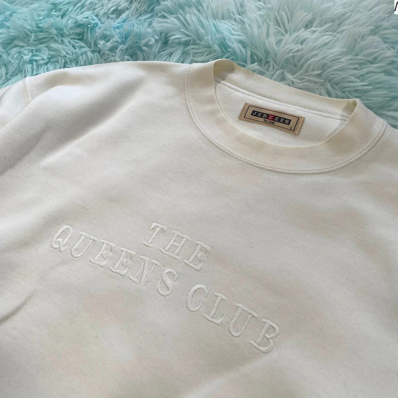 Vintage 90s Queens Tennis Club Sweatshirt Embroidered - Large