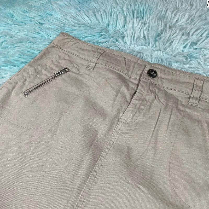 Vintage 00s Beige Midi Pencil Skirt - Size 6