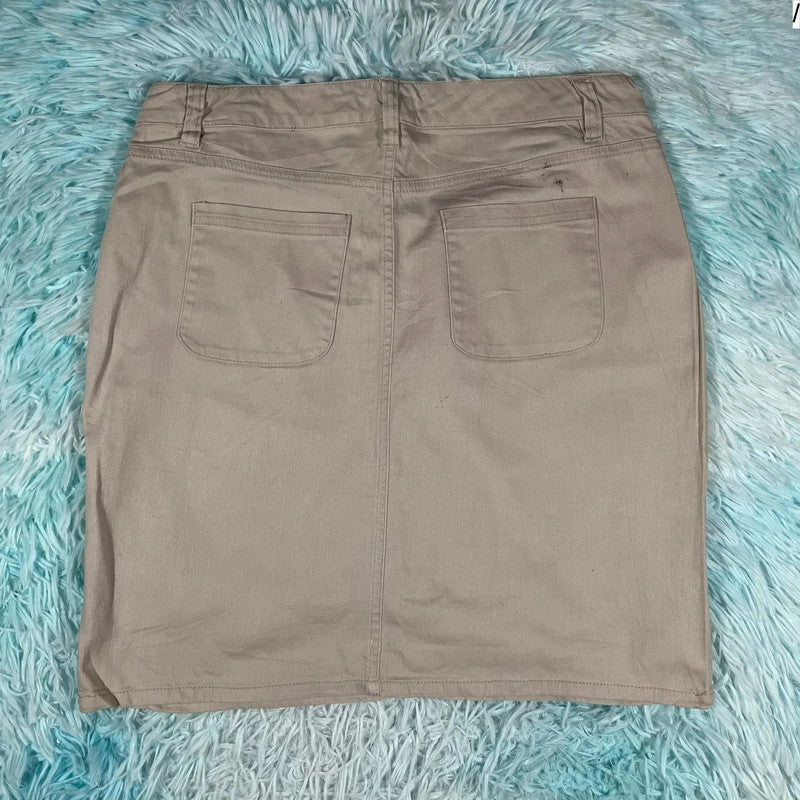 Vintage 00s Beige Midi Pencil Skirt - Size 6