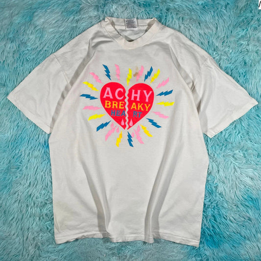 Vintage 90s White Achy Breaky Heart Graphic T Shirt - XL