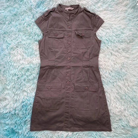 Vintage Y2K Grey Kookai Shirt Dress - Size 10