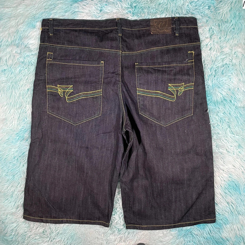 Vintage 90s Navy Jean Short Baggy Jorts - 42W