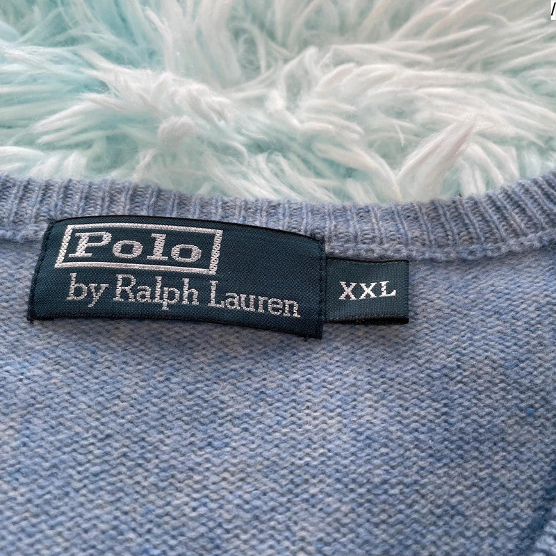Light Blue Polo Ralph Lauren V Neck Jumper - XXL