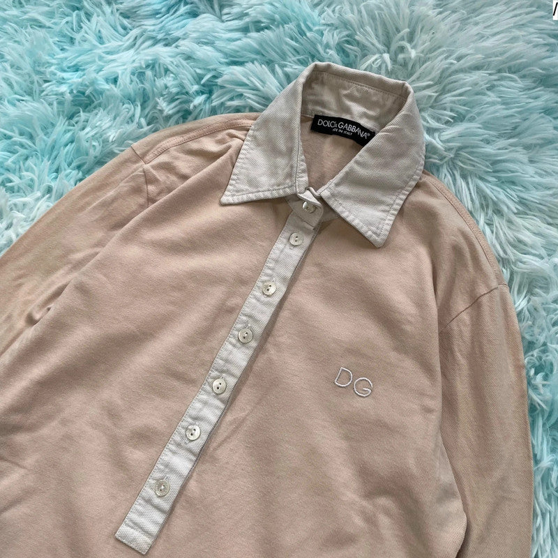 Vintage Beige Dolce & Gabbana Polo Shirt - Size 8