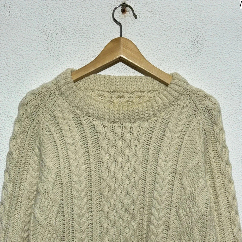Vintage Cream Arran Knit Jumper Cable - Large