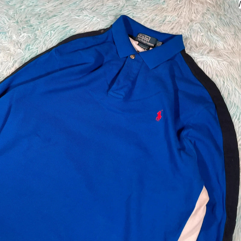 Vintage Blue Polo Ralph Lauren Long Sleeve Polo Shirt - XL
