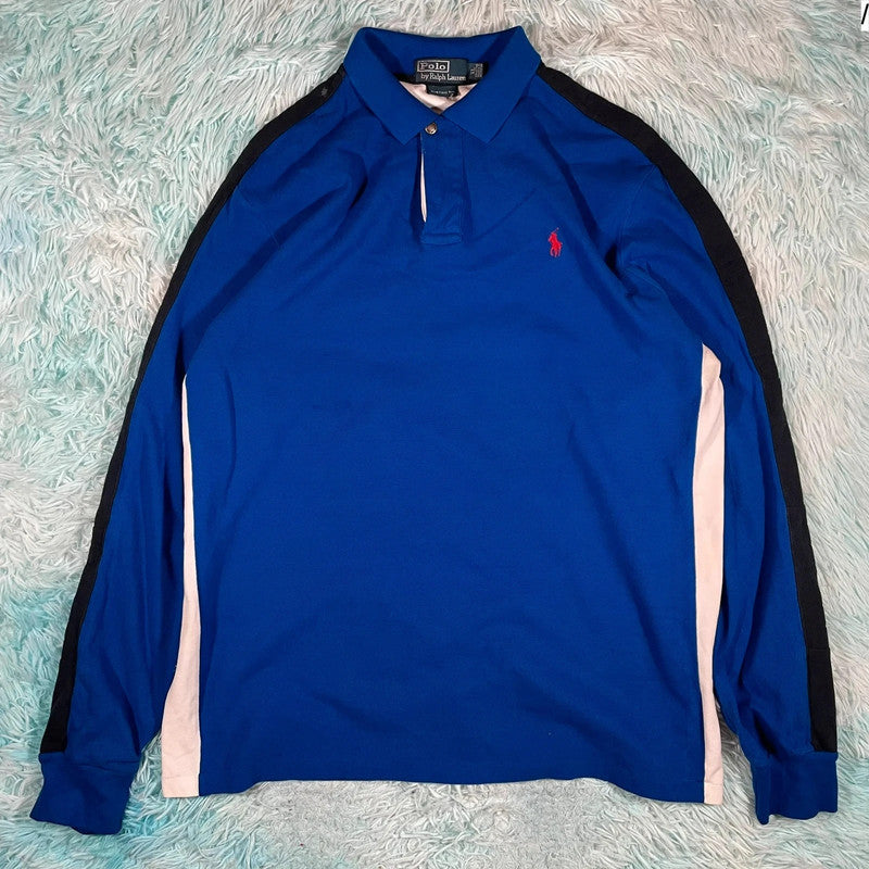 Vintage Blue Polo Ralph Lauren Long Sleeve Polo Shirt - XL