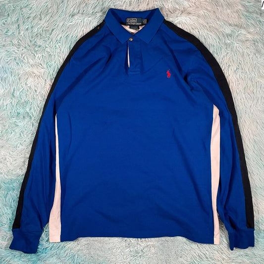 Vintage Blue Polo Ralph Lauren Long Sleeve Polo Shirt - XL