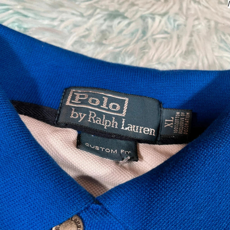 Vintage Blue Polo Ralph Lauren Long Sleeve Polo Shirt - XL