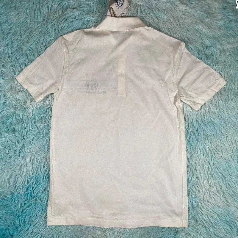 Vintage 80s White Sergio Tacchini Polo Shirt - Small