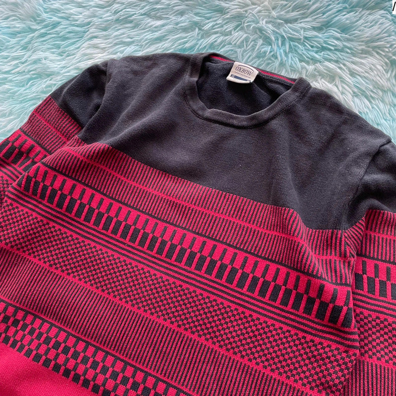 Red & Black Patterned Oxbow Knitted Jumper - XL