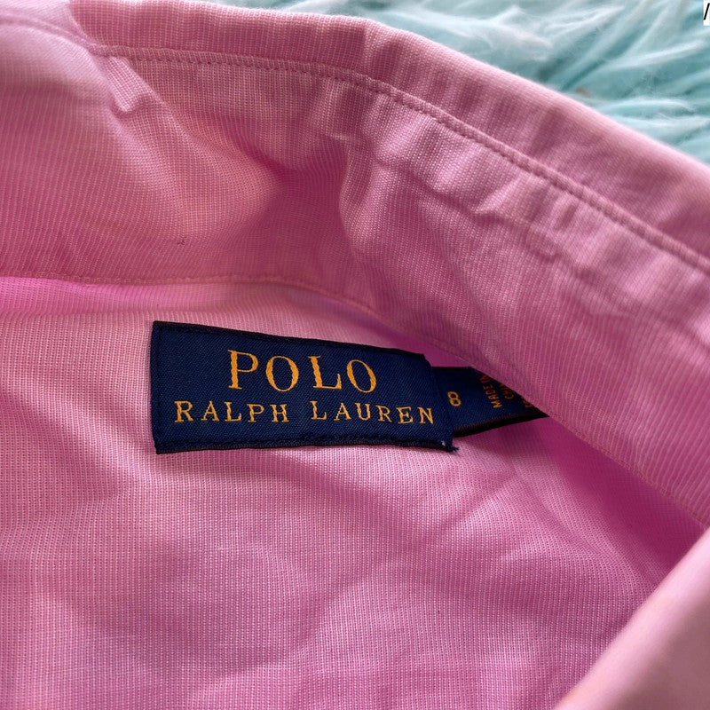 Pink Polo Ralph Lauren Shirt Dress Pleated - Size 8