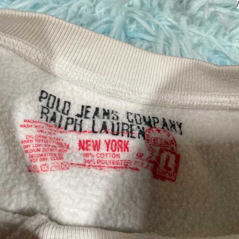 White Ralph Lauren Polo Jeans Sweatshirt Spellout - Large