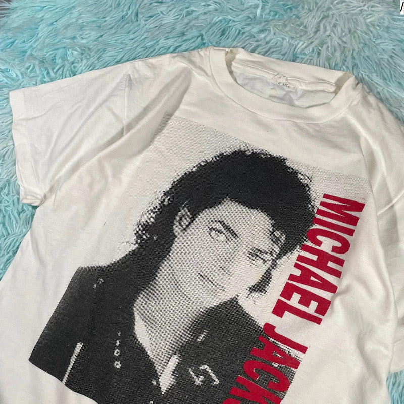 Vintage 90s White Michael Jackson Graphic T Shirt - Large