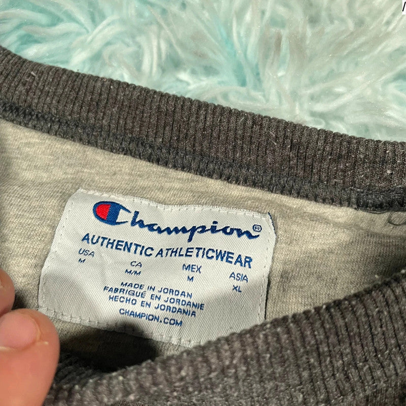Vintage Grey Champion Plain Sweatshirt - Medium
