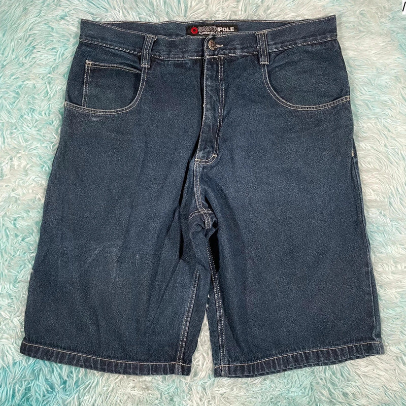Vintage 90s South Pole Baggy Denim Shorts Jorts - 38W