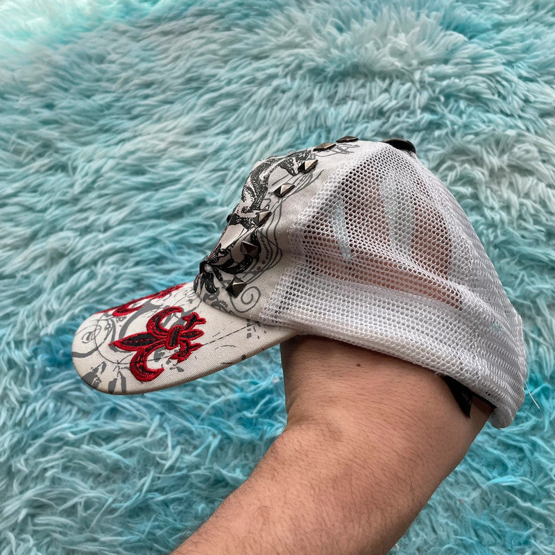 Vintage Y2K White Sequined Cap