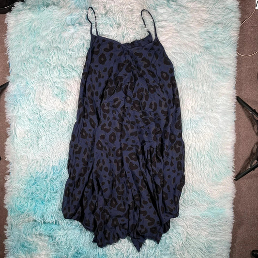Vintage Y2K Navy Leopard Print Dress Made in Italy