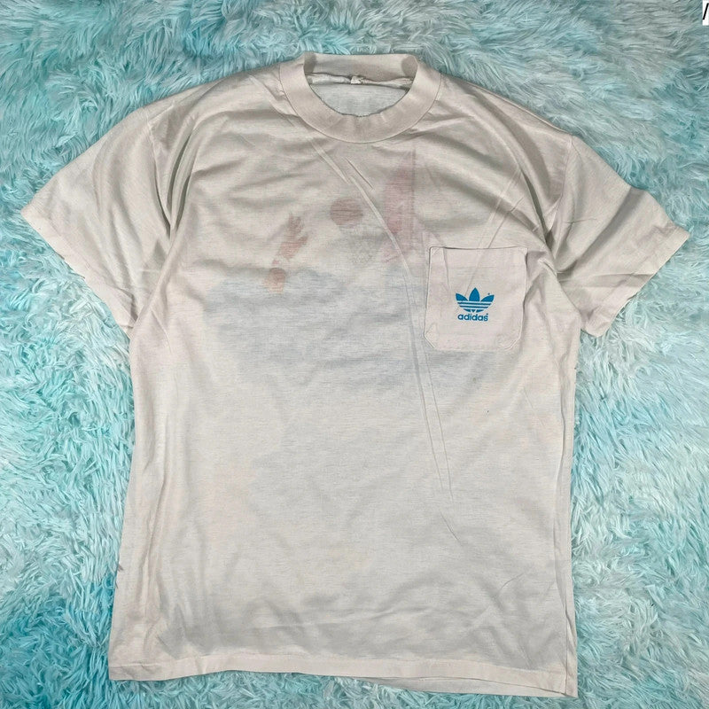 Vintage 80s Adidas Basketball Graphic T Shirt - Medium